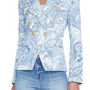 L'AGENCE Blue and White Paisley Blazer